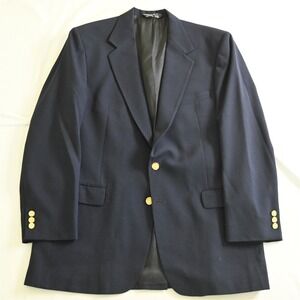 Vtg John Alexander 44R Slim Navy Hopsack Gold Button Blazer Sport‎ Coat Jacket